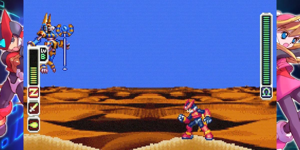 The player in the battle with the enemy in Mega Man X