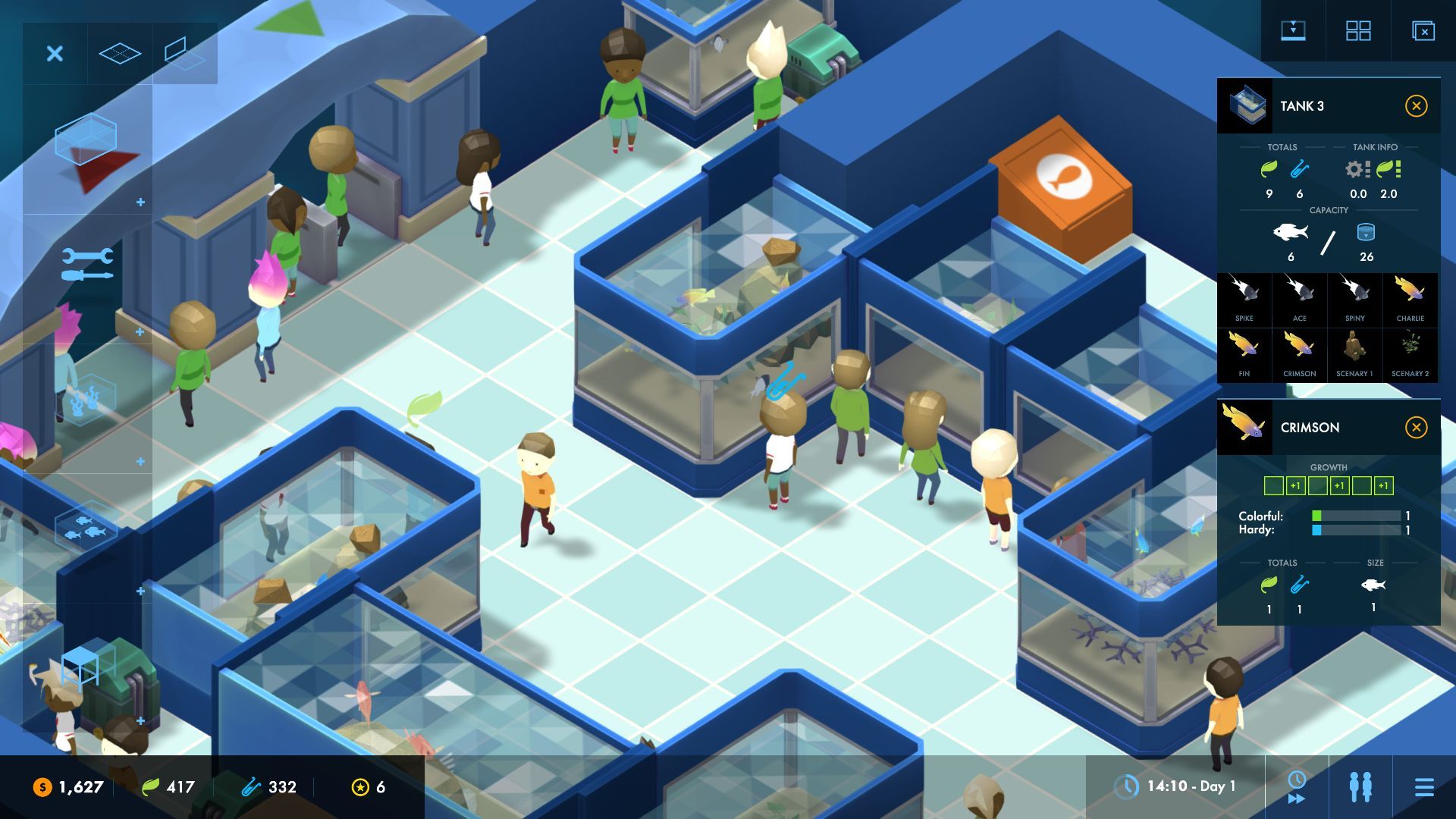 Screenshot of the Steam simulation game Megquarium.