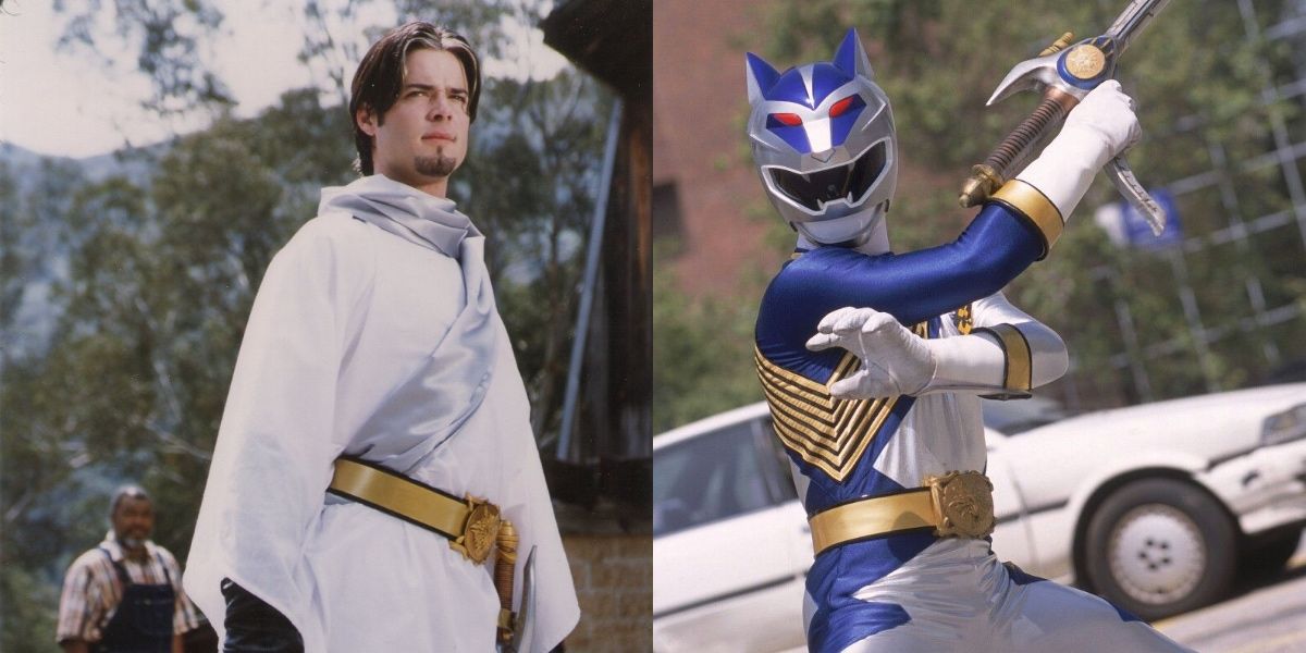 Merrick in traditional attire and in Ranger form in Wild Force.
