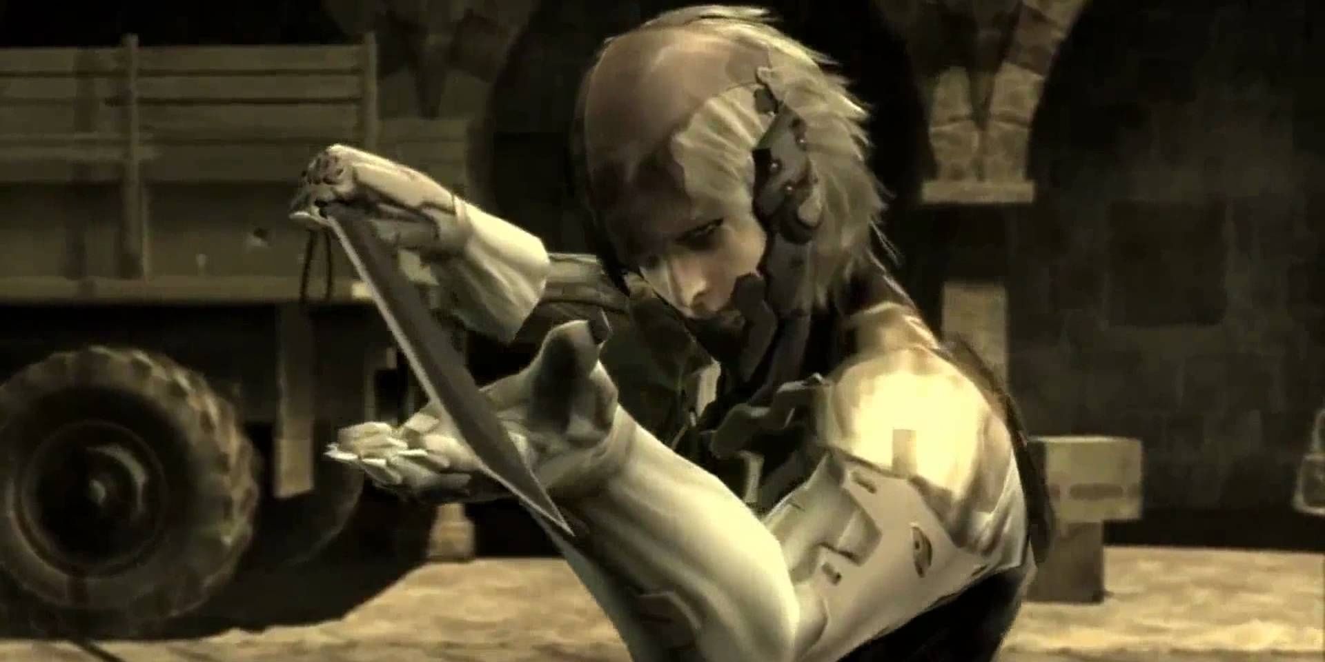 Metal Gear Solid 4 Raiden preparing to fight Vamp