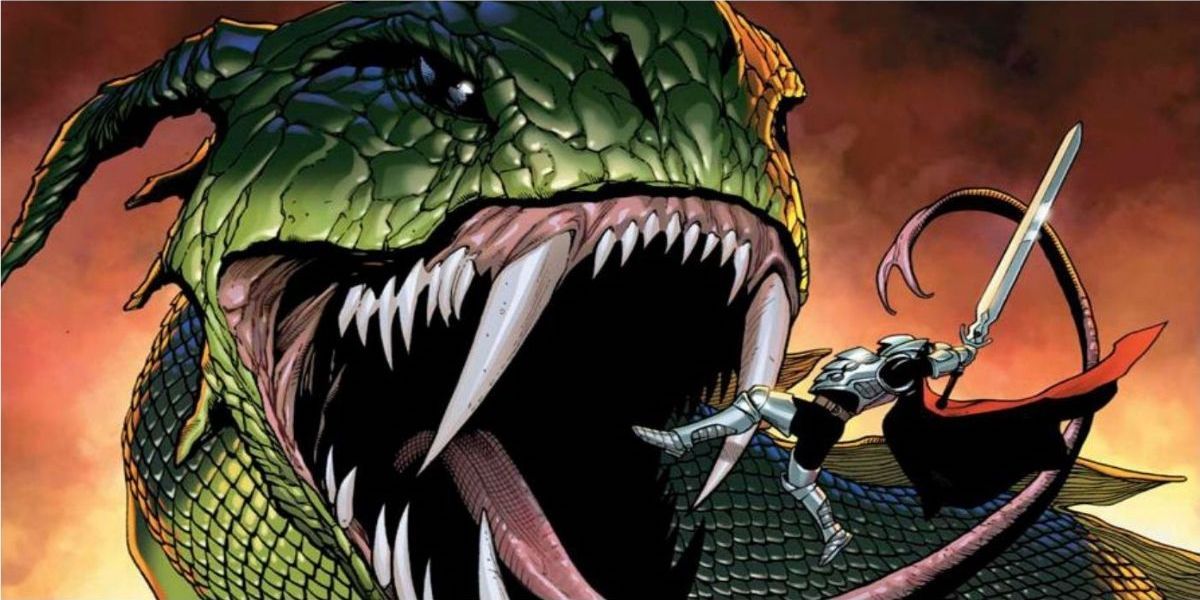 Thor battles the Midagrd Serpent
