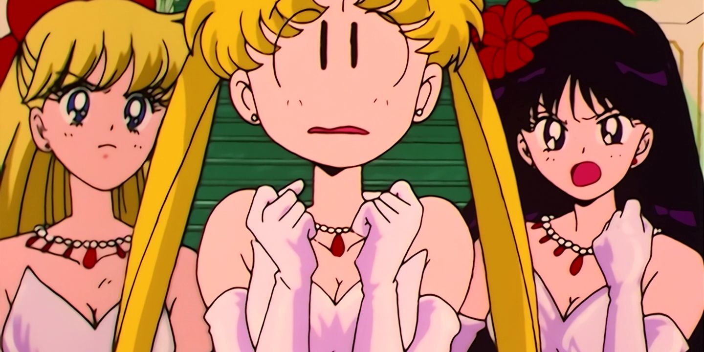 Minako, Rei and Usagi confront Shakoukai in Sailor Moon episode 37