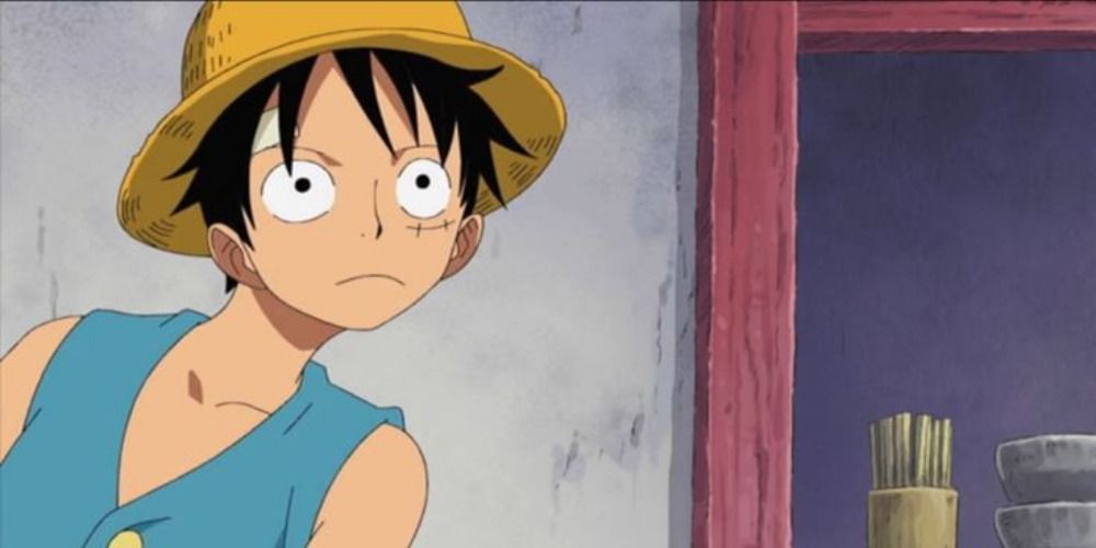 Monkey D Luffy looking confused in One Piece