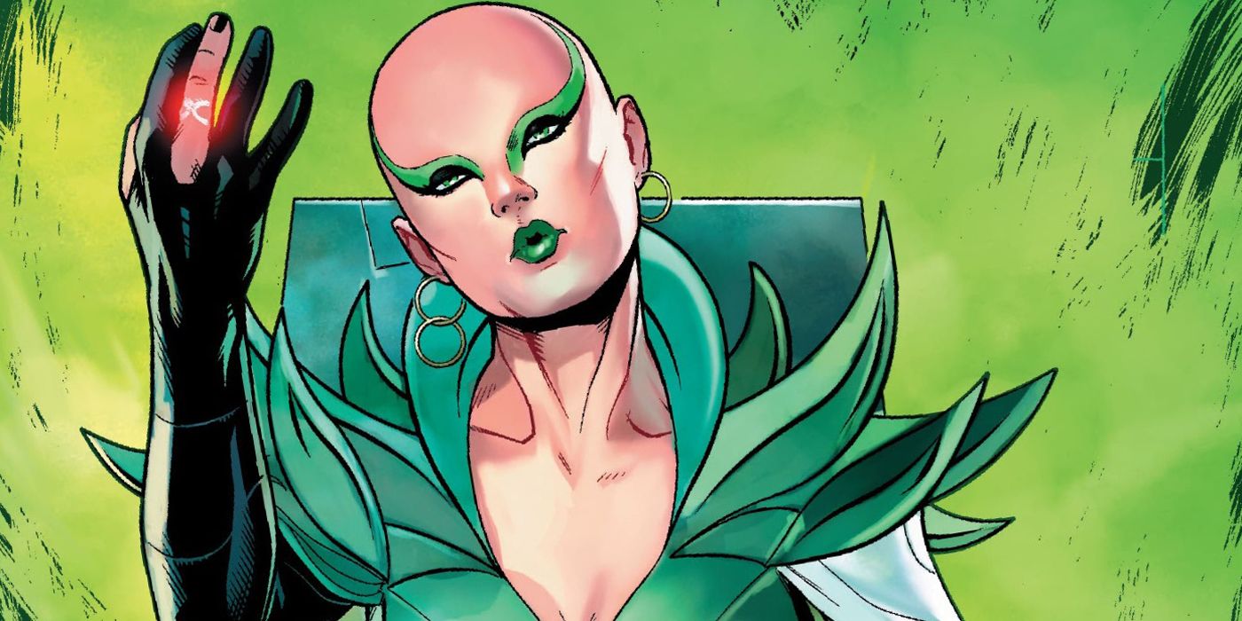 Moondragon tilts her head as she is using her powers in Marvel Comics