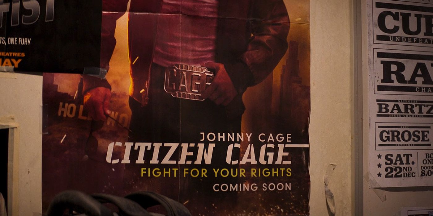 A poster of a Johnny Cage film in Mortal Kombat (2021)