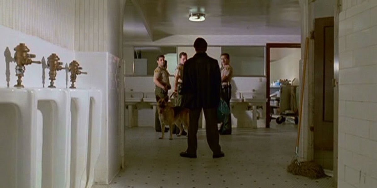 Mr Orange in the bathroom with cops in Reservoir Dogs