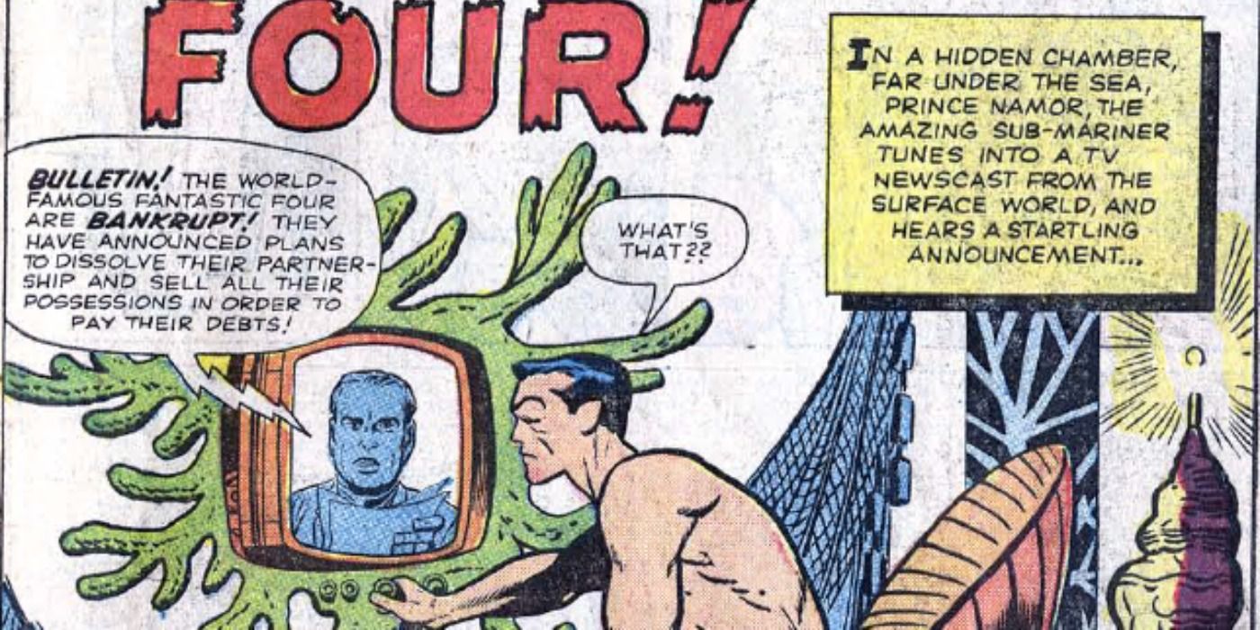Namor discovers the Fantastic Four in panel from FF #4