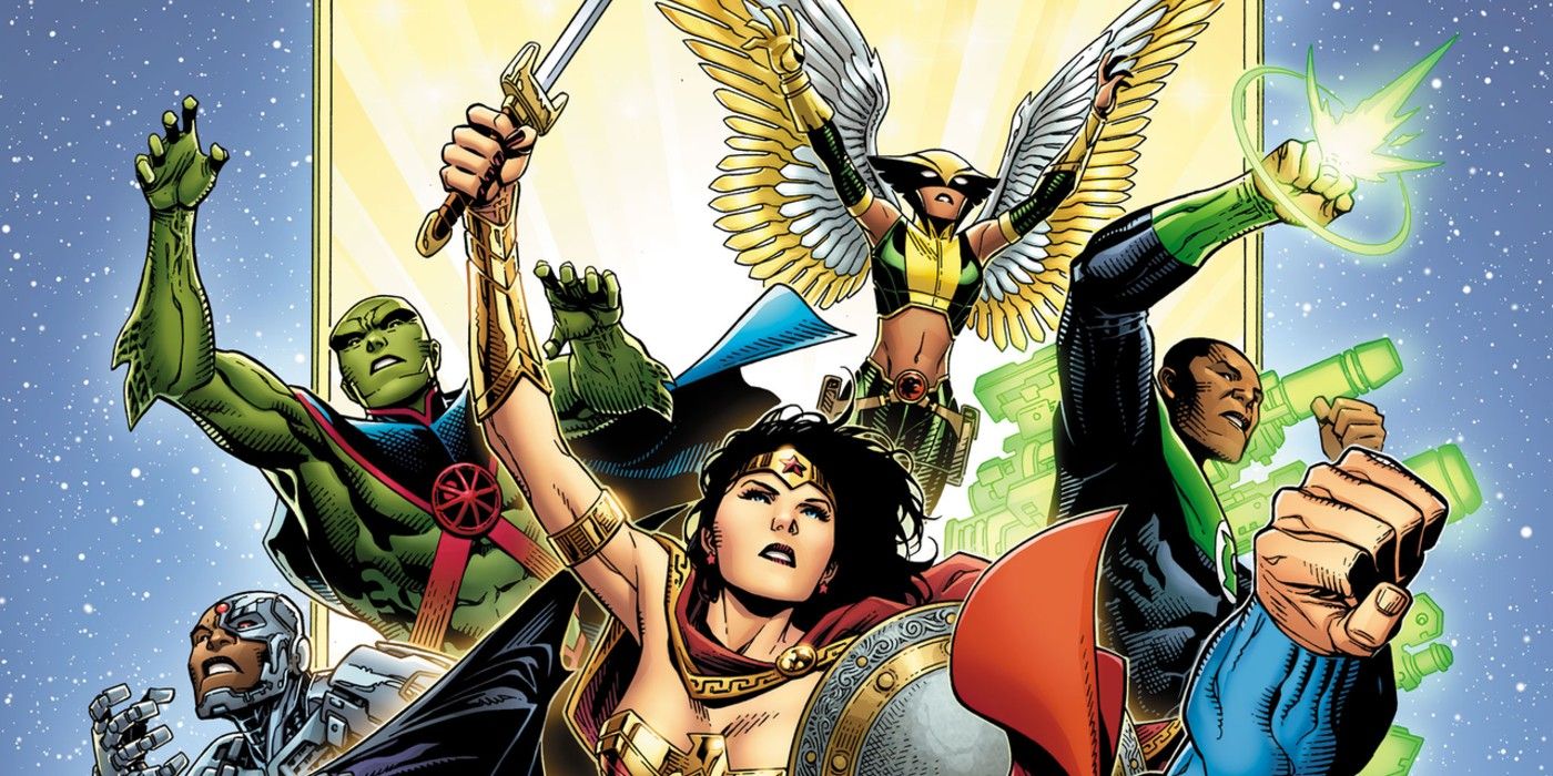 New Justice League, Wonder Woman, Hawkgirl, Green Lantern, Cyborg Martian Manhunter