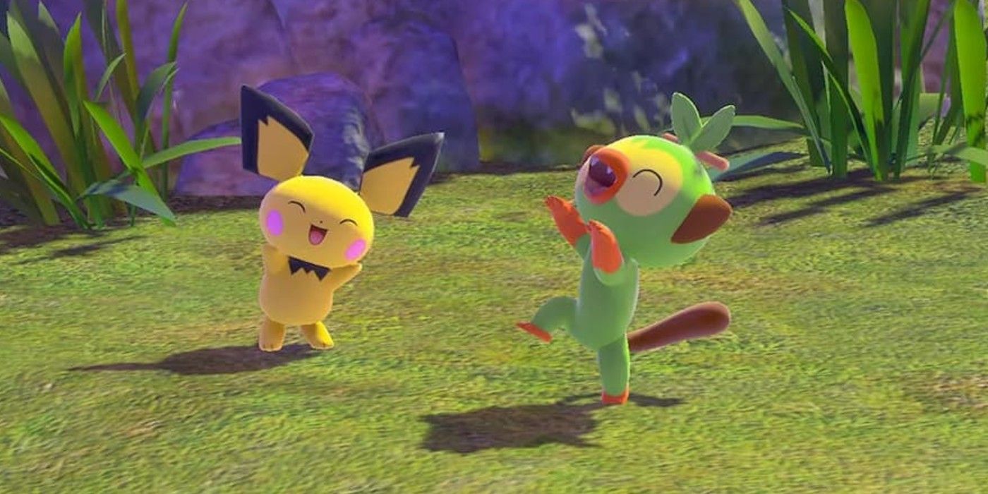 Pichy and Grookey dancing in Pokémon Snap