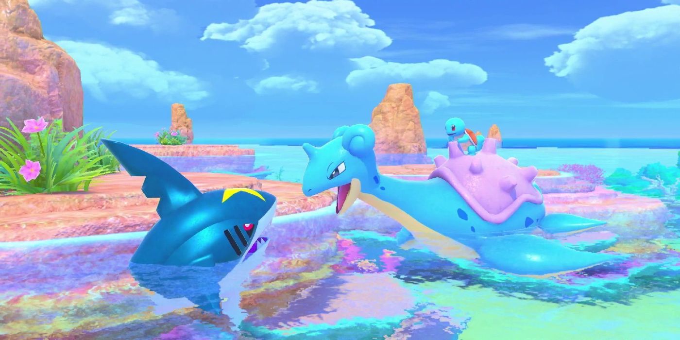 New Pokemon Snap- Lapras Protects Squirtle From Sharpedo