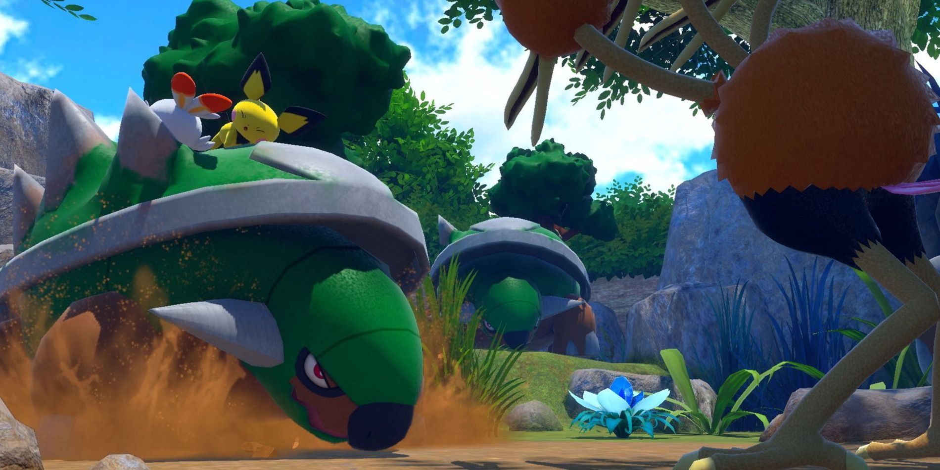 Gameplay still of New Pokémon Snap of some of the creatures in the wild