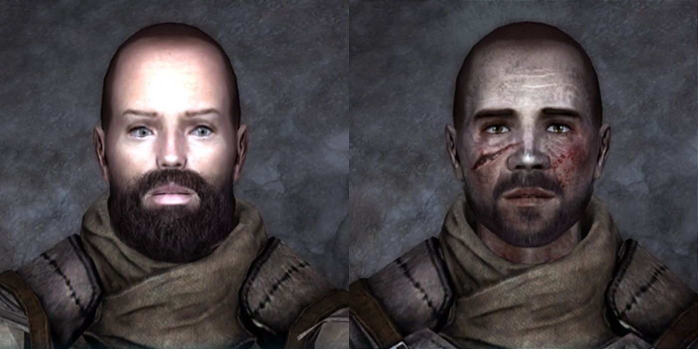 A comparison of an NPC face and a modded one in Fallout: New Vegas.