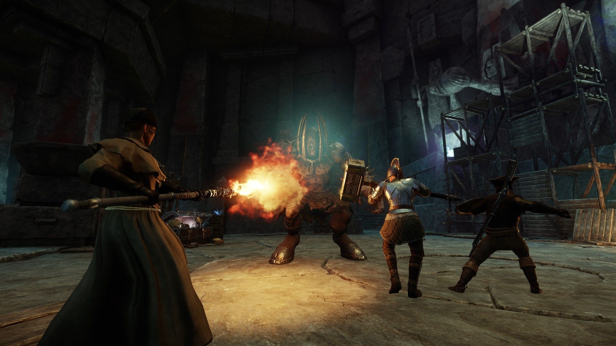 Players fight a demonic creature during the Amrine Expedition in New World