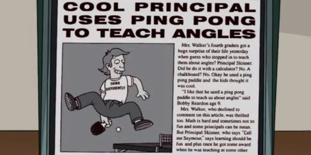 Newspaper clipping of young Principal Skinner in The Simpsons