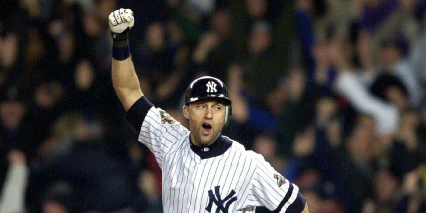 Nine Innings from Ground Zero the 2001 World Series: Baseball player with his fist in the air during the game