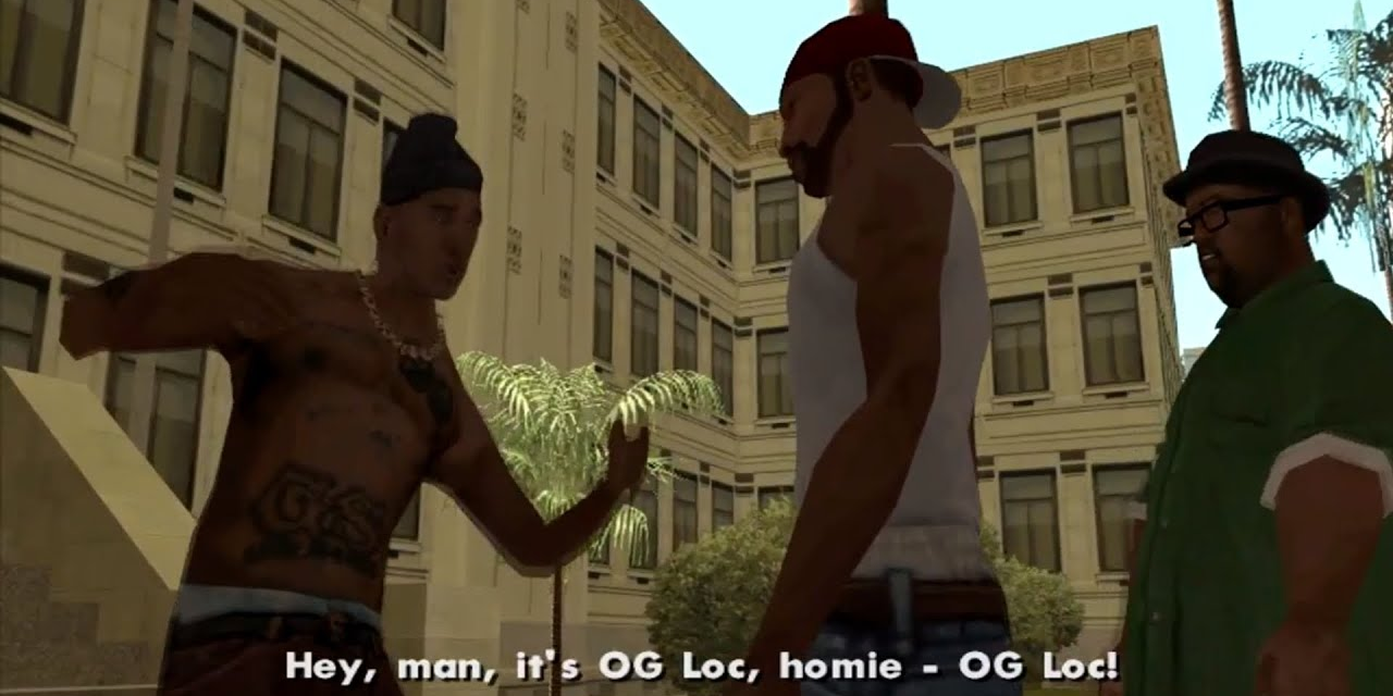 OG Loc introduces himself to CJ and Big Smoke in GTA