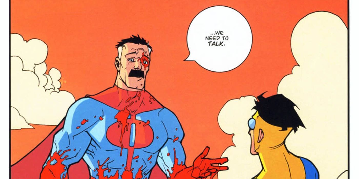 Omni-Man confessing to his son in panel from Invincible comics