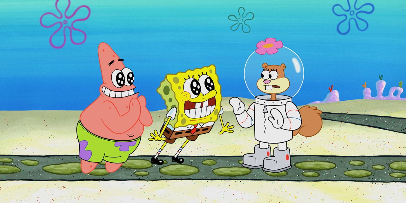 Patrick Star, SpongeBob SquarePants, and Sandy Cheeks in Bikini Bottom