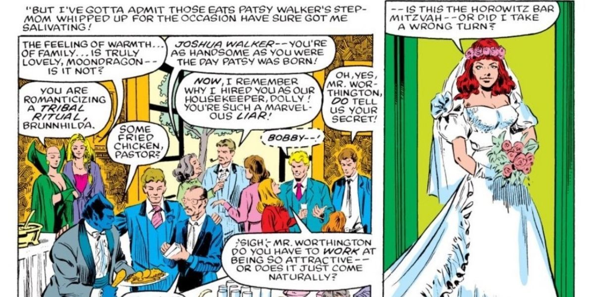 Patsy Walker's wedding to Daimon Hellstrom comic strip
