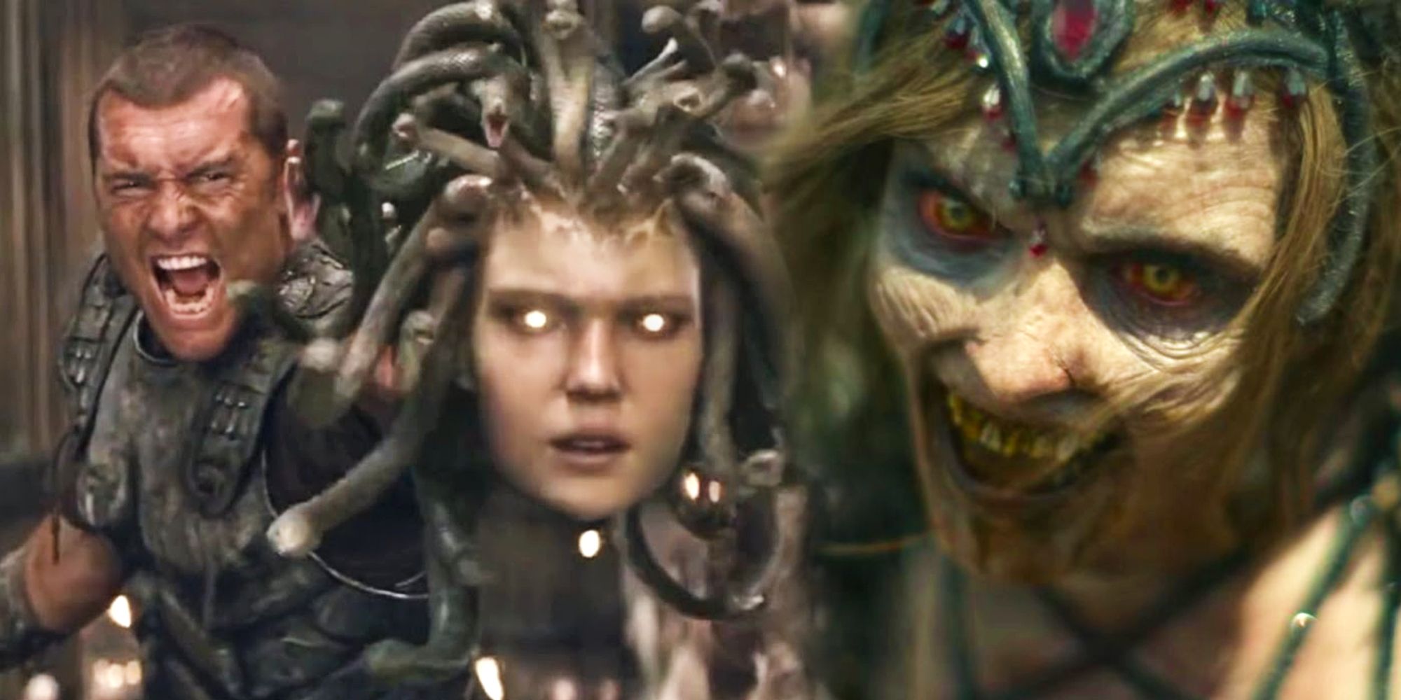 Perseus with Medusa's Head in Clash of the Titans and The Queen in Army of the Dead
