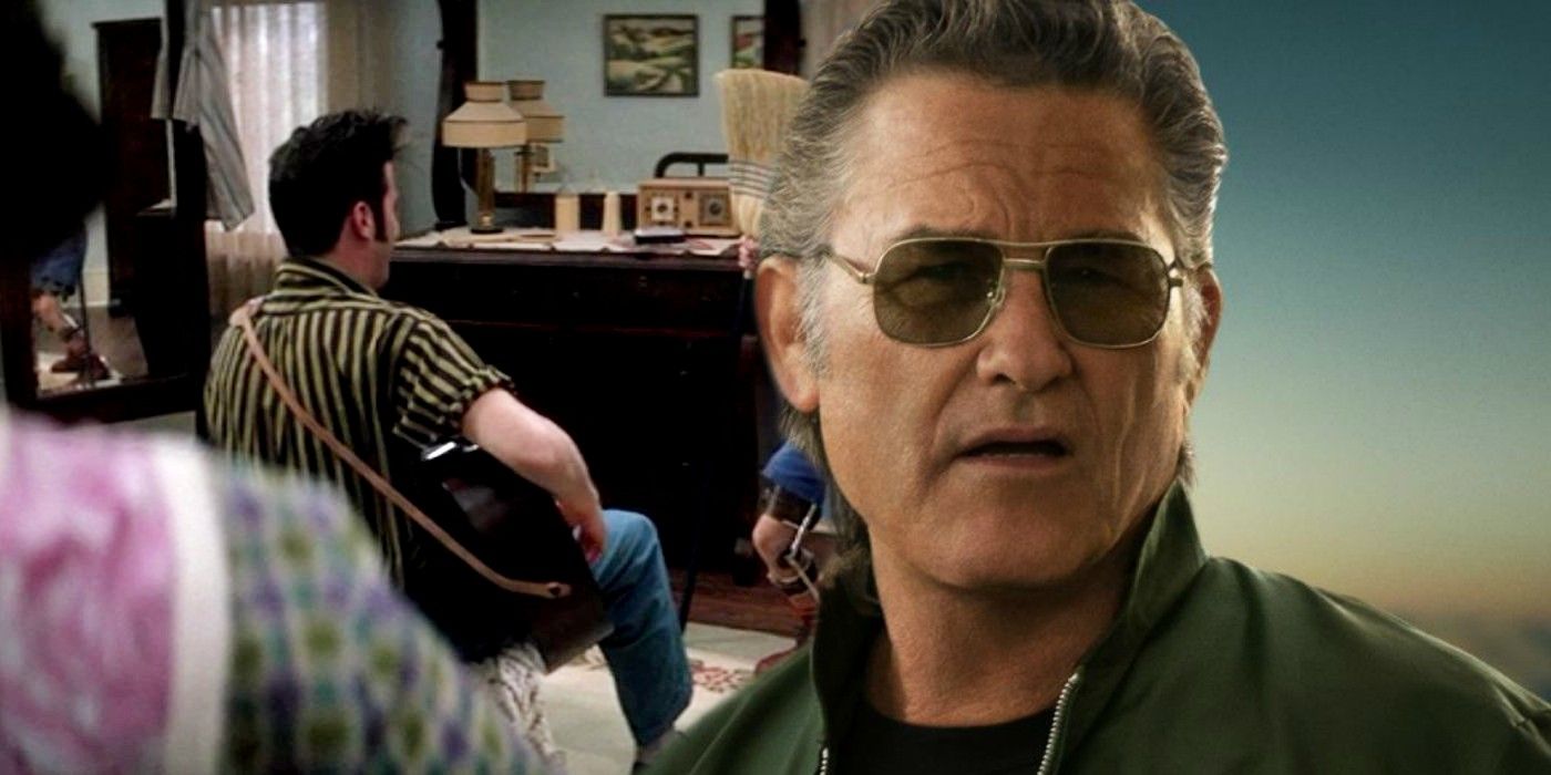 Peter Dobson as Elvis in Forrest Gump and Kurt Russell in Once Upon A Time In Hollywood