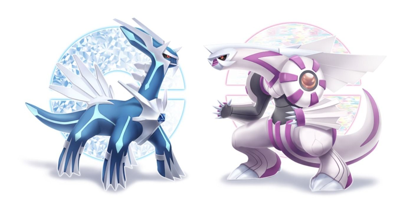 Dialga and Palkia against a white background in Pokemon.