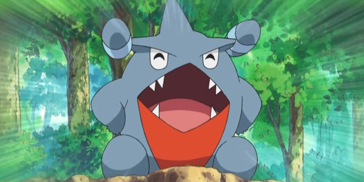 Gible smiles in the Pokemon anime