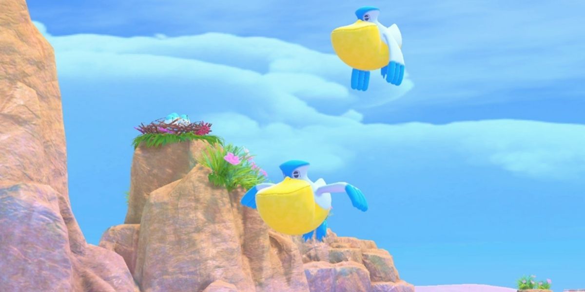 Two Pelipper flying in the new Pokémon Snap
