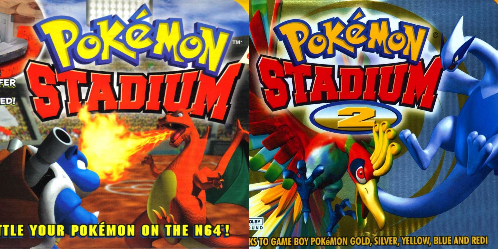 Box arts for Pokémon Stadium and Stadium 2 for Nintendo 64