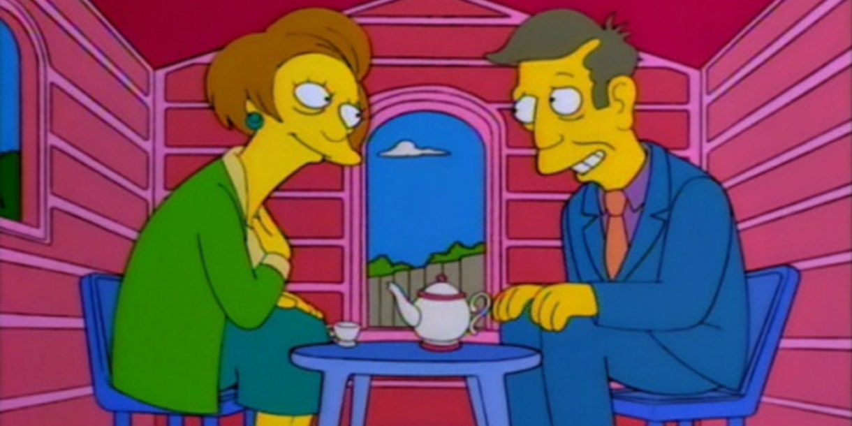 Principal Skinner and Mrs Krabappel in The Simpsons