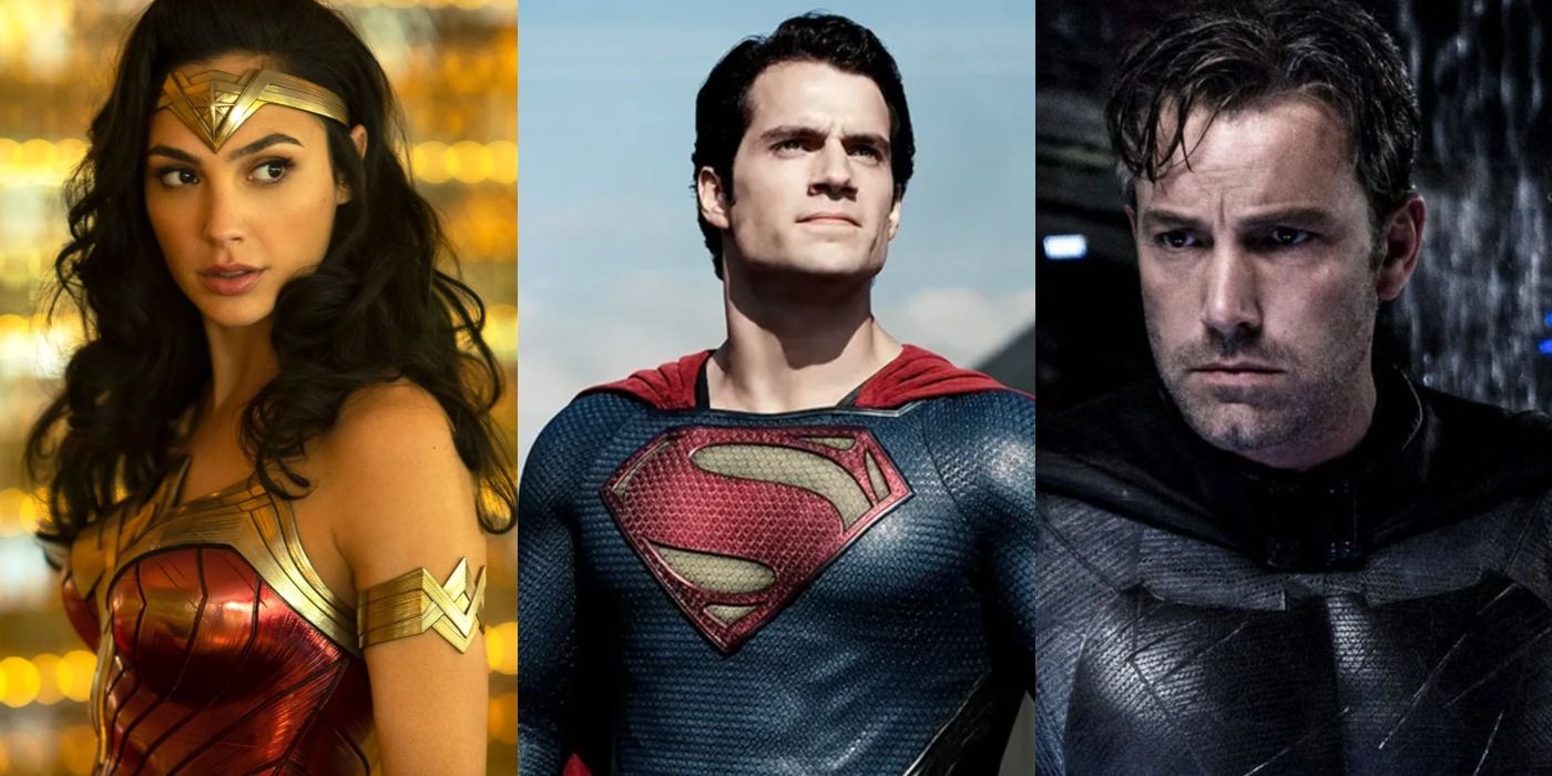 Wonder Woman, Superman, and Batman in their DCEU movies