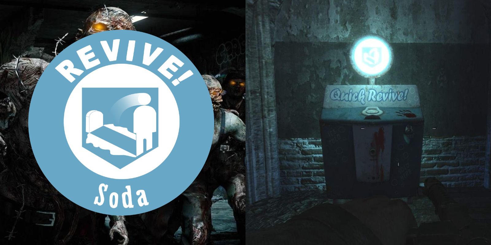 Quick Revive soda machine and logo in Call Of Duty franchise