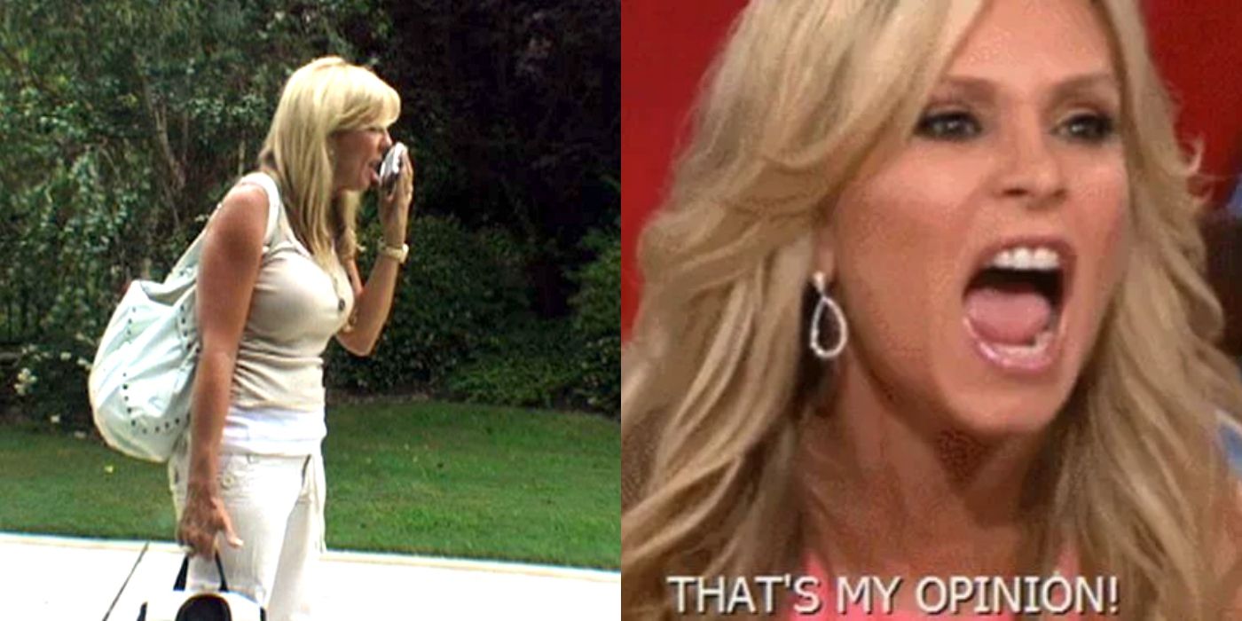 Vicki Gunvalson yelling on phone about family van and Tamra Judge yelling 
