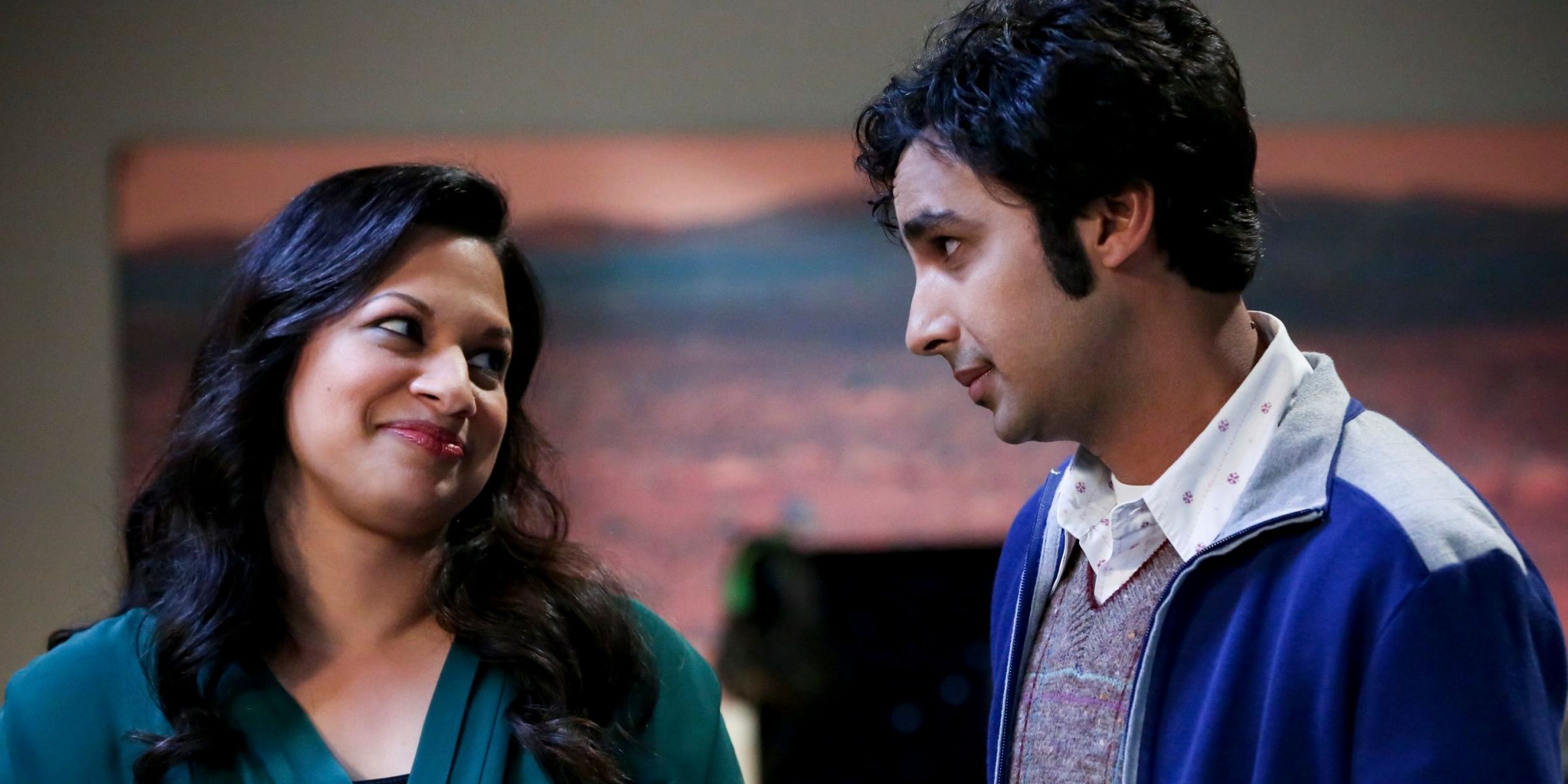 Raj and Anu in TBBT smiling at each other