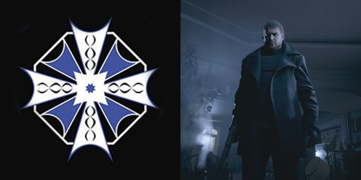 Blue Umbrella symbol and Chris Redfield