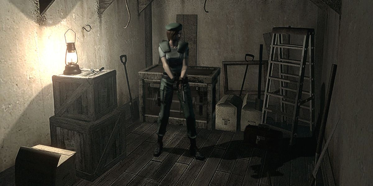 Jill in a save room in the Resident Evil remake.