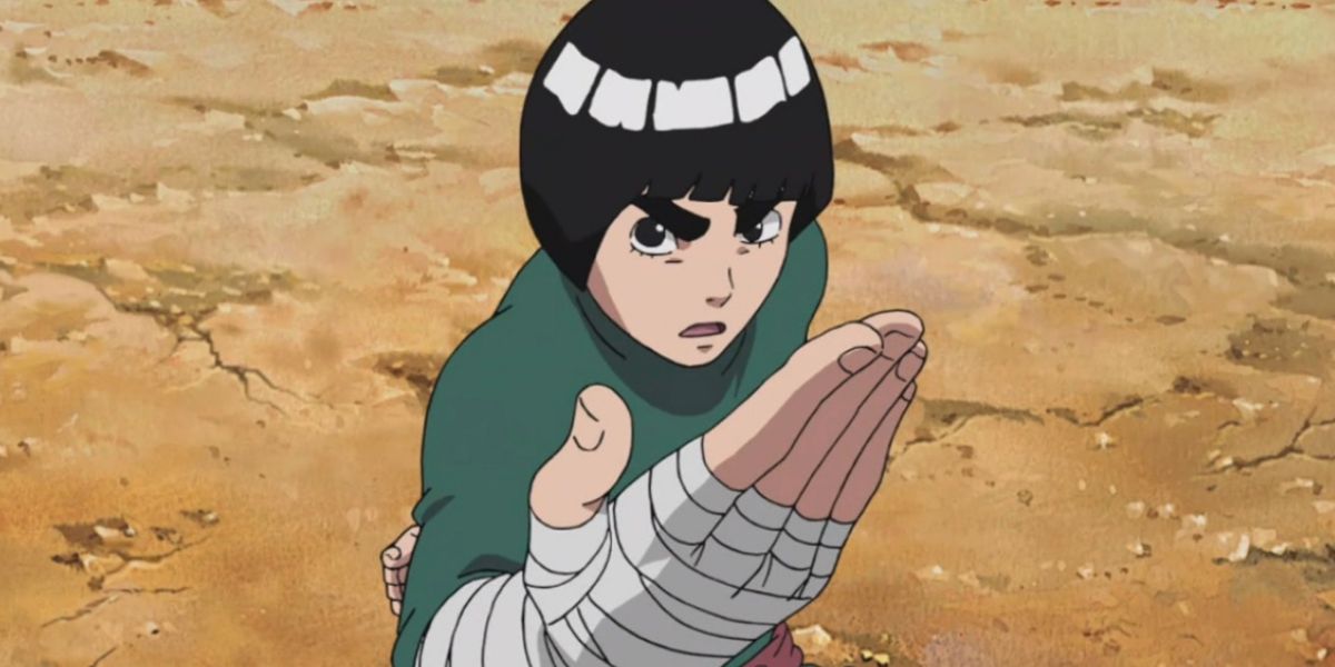 Rock Lee beckons a challenger for a fight in Naruto