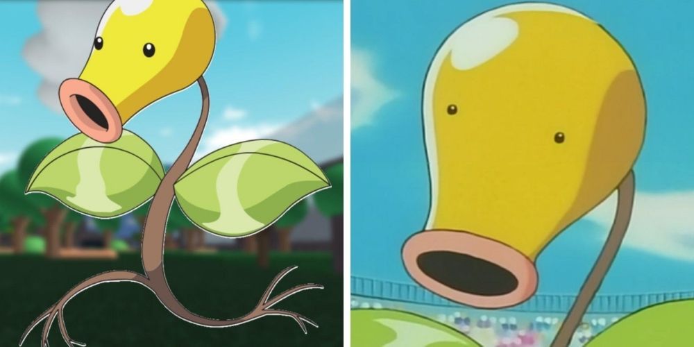 Two side by side images of Bellsprout 