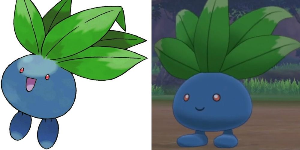 Two side by side images of Oddish