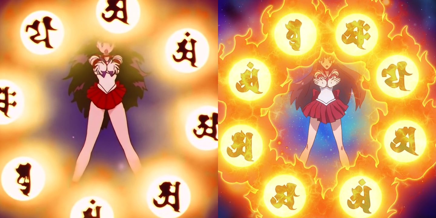 Sailor Mars' Burning Mandala sequences in both the '90s and Crystal anime series