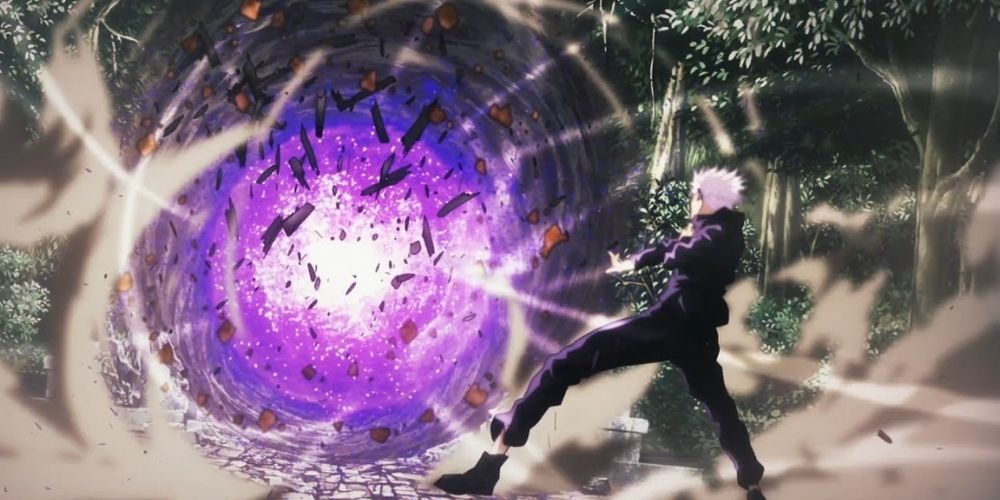 Satoru Gojo using Hollow Purple Flash in Jujutsu Kaisen