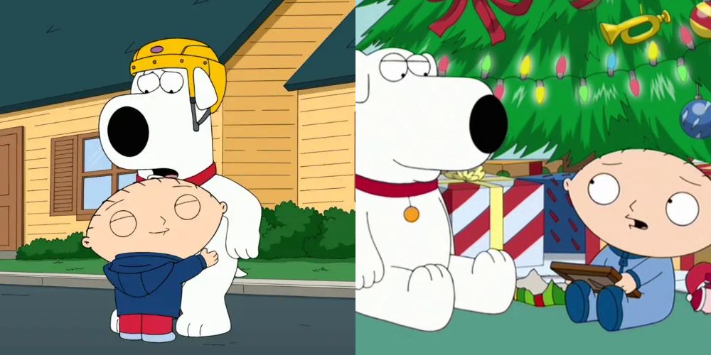 Scenes from Family Guy episodes Life of Brian and Christmas Guy