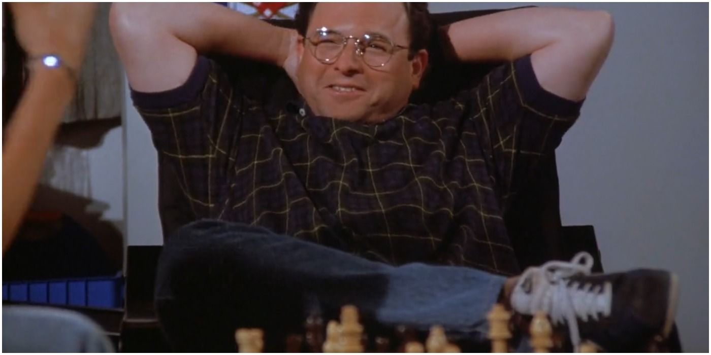 Seinfeld gives unwanted advice to his girlfriend while playing chess.