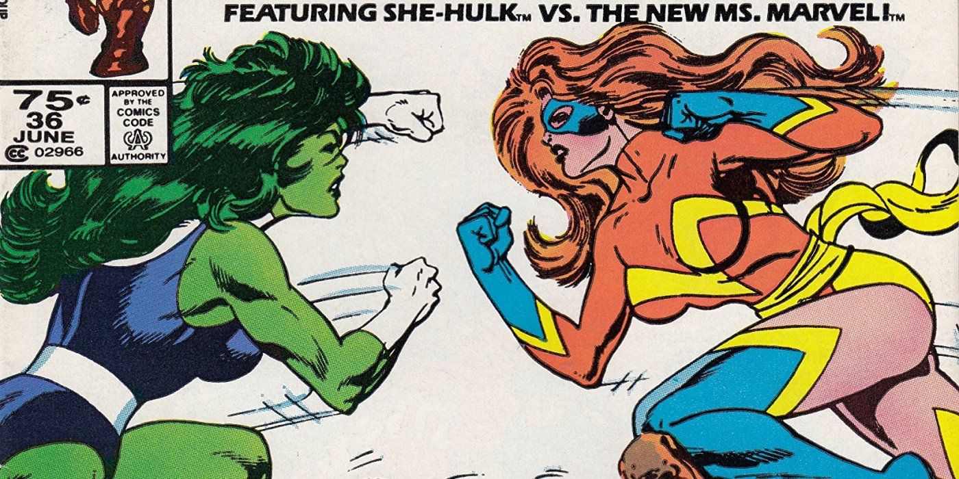 She-Hulk fights Sharon Ventura in Marvel Comics.