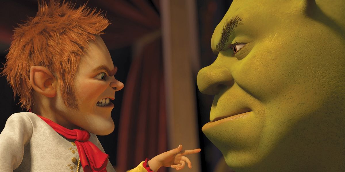 Shrek and Rumpel in a stare off in Shrek Forever After