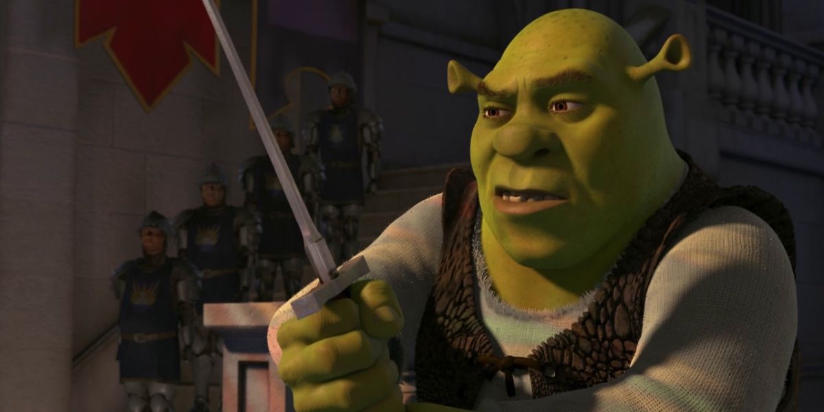 Shrek holding a sword Shrek 3
