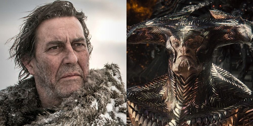 Side by side images of Ciaran Hinds in Game of Thrones and Steppenwolf in Zack Snyder's Justice League