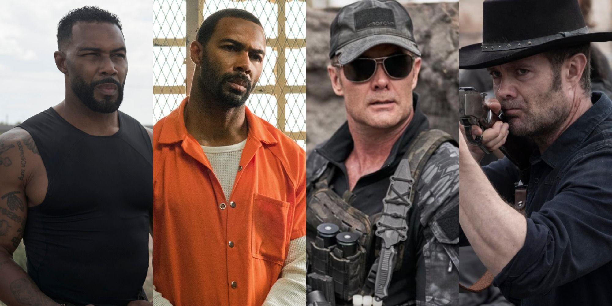 Side by side images of Omari Hardwick in Army of the Dead and Power and Garret Dillahunt in Army of the Dead and The Walking Dead
