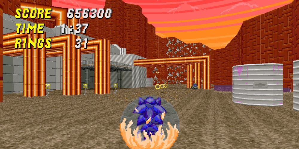 An image of Sonic running on the field in a Sonic game