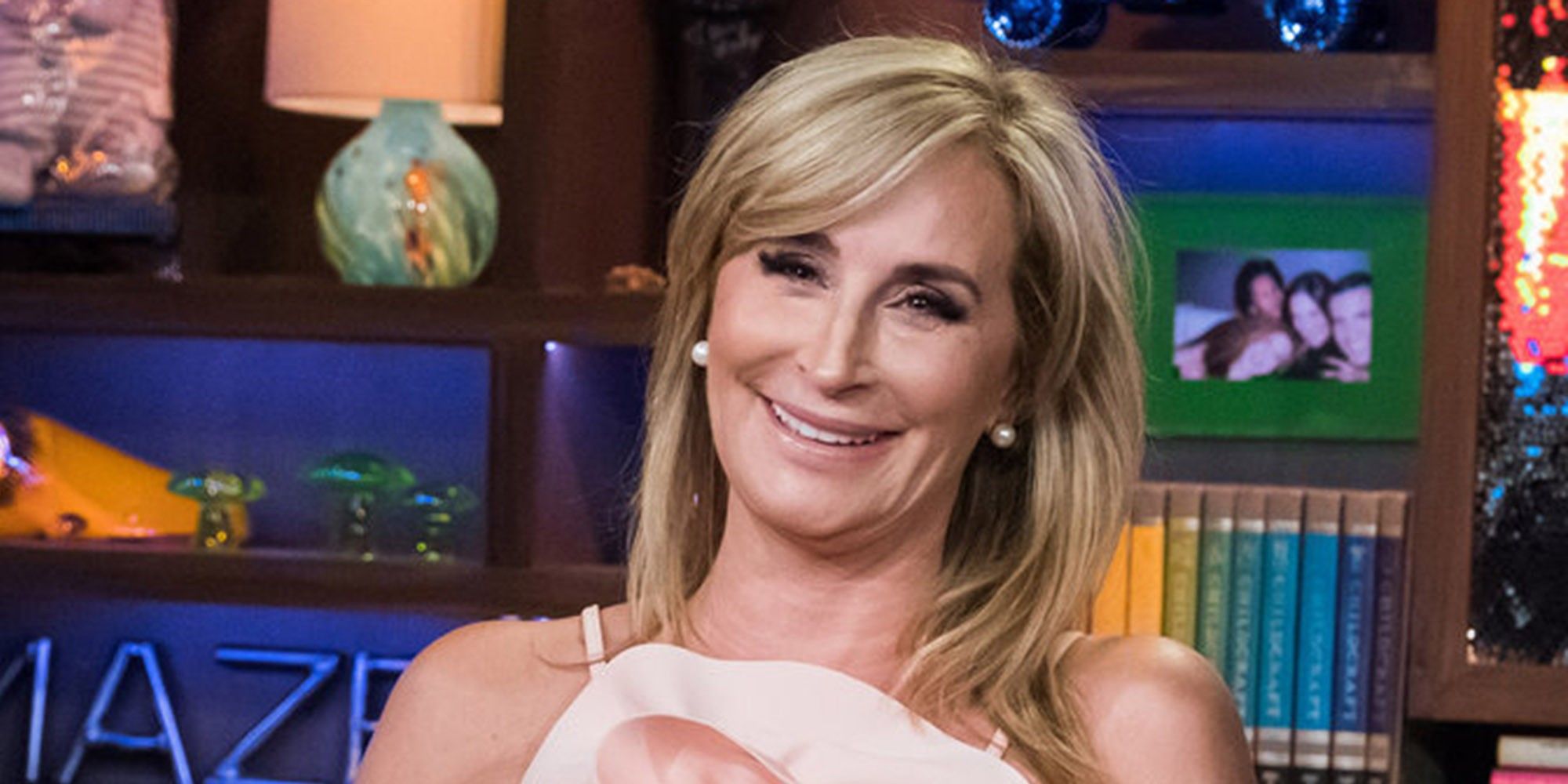 Sonja Morgan smiling on an episode of WWHL
